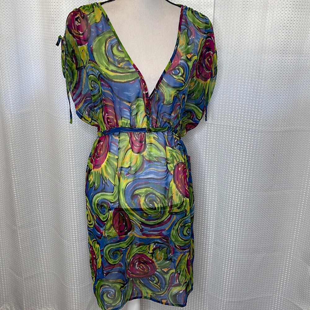 Carlos Falchi x Mark Rio Collection Flora Swim Beach Cover Up Dress NWT Sz L